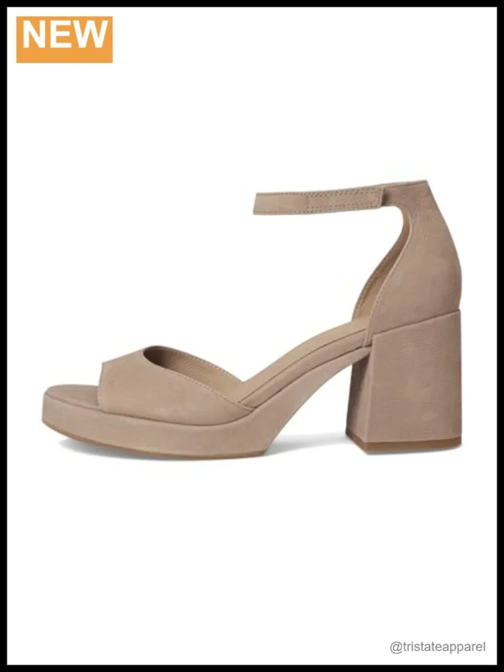 Platform Sandals with Leather Ankle Strap Hook-and-Loop Closure